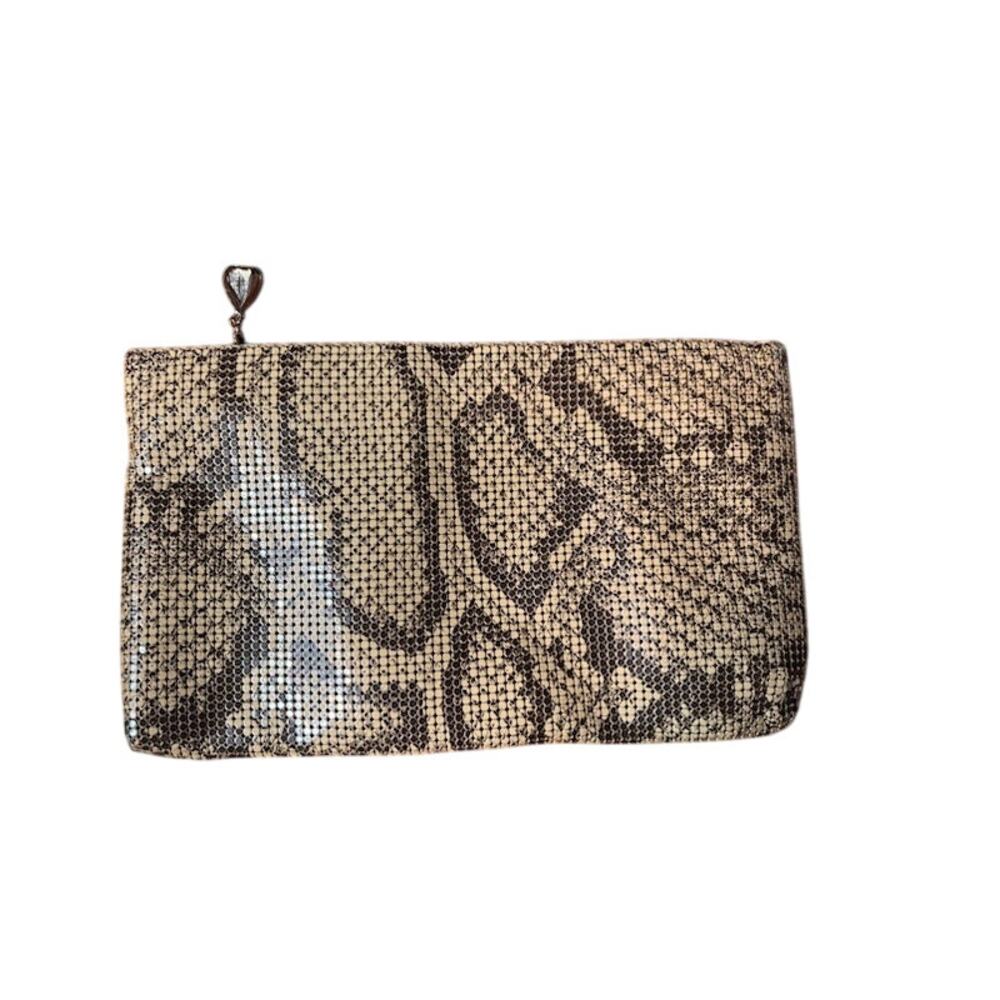 Vintage Whiting and Davis Python Snakeskin Print Mesh Coin Purse NEW old stock